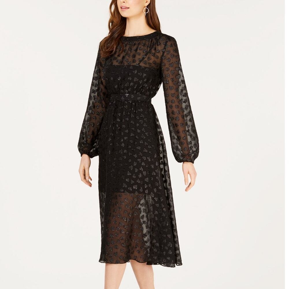 NWT Avec Les Filles Heart Applique Dress Black Sheer 12 Romantic Goth Whimsigoth